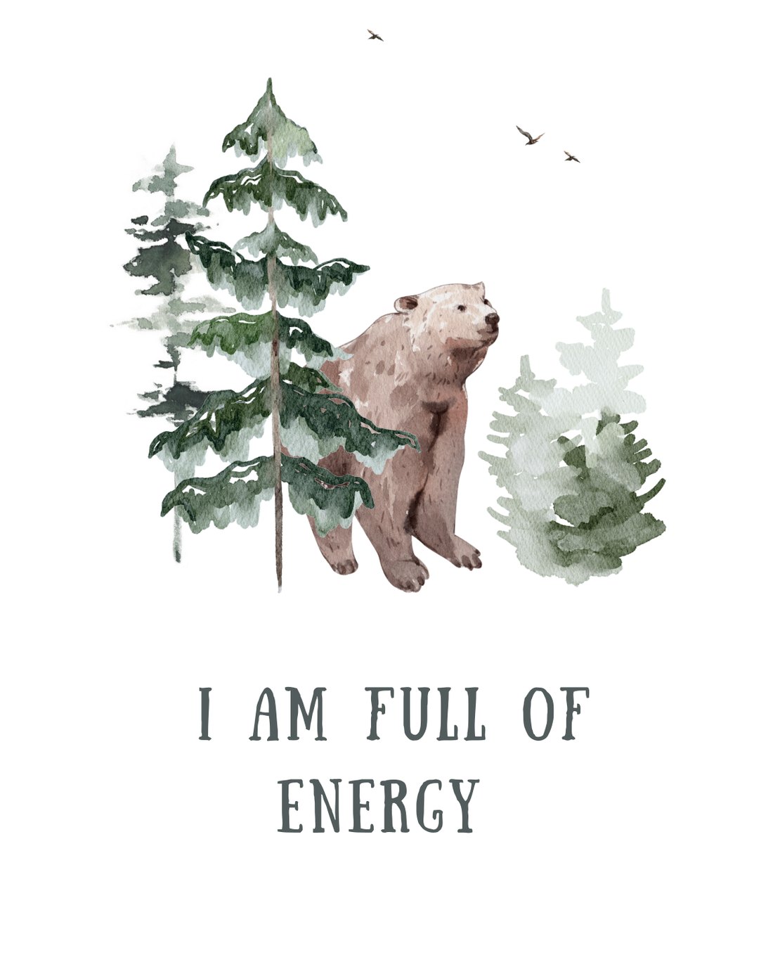 A watercolor card: I am full of energy