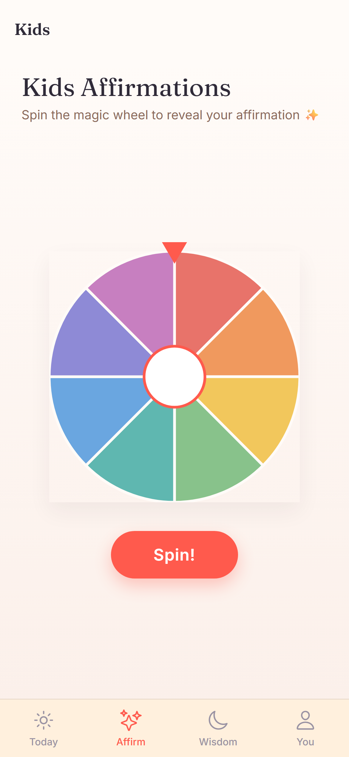 Embody's Kids spin wheel
