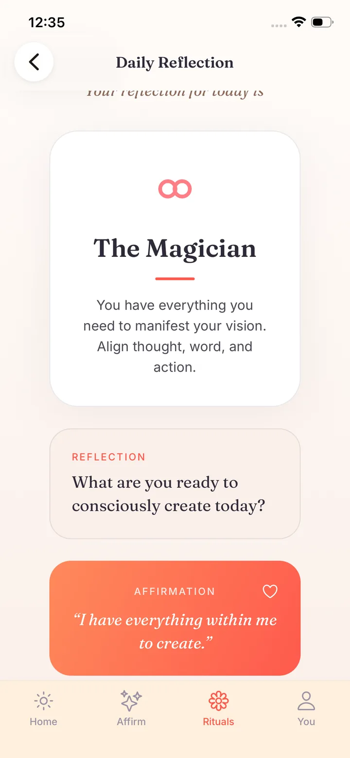 A daily reflection card in the Embody app