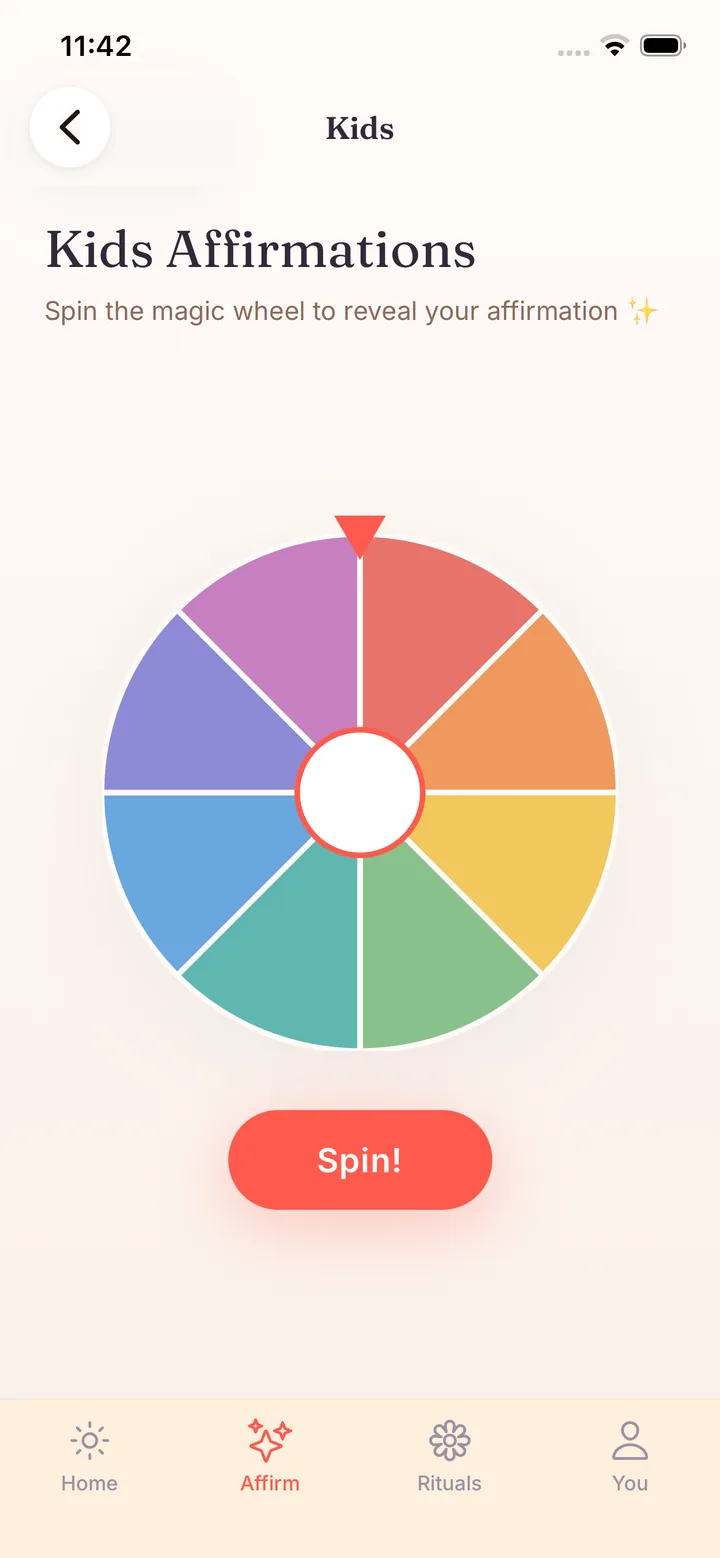 The kids affirmation wheel, ready to spin